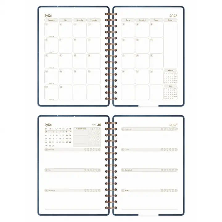 2025-2026 A5 Akademik Ajanda Spiralli Kuşe Kapak 16 Aylık - Yıldızlı Gökyüzü