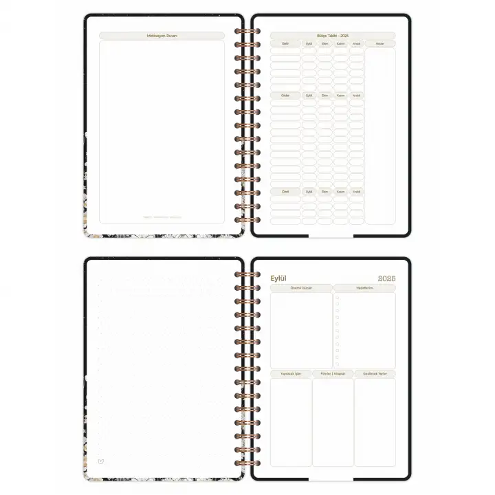 2025-2026 A5 Akademik Ajanda Spiralli Kuşe Kapak 16 Aylık - Yıldızlı Kedi