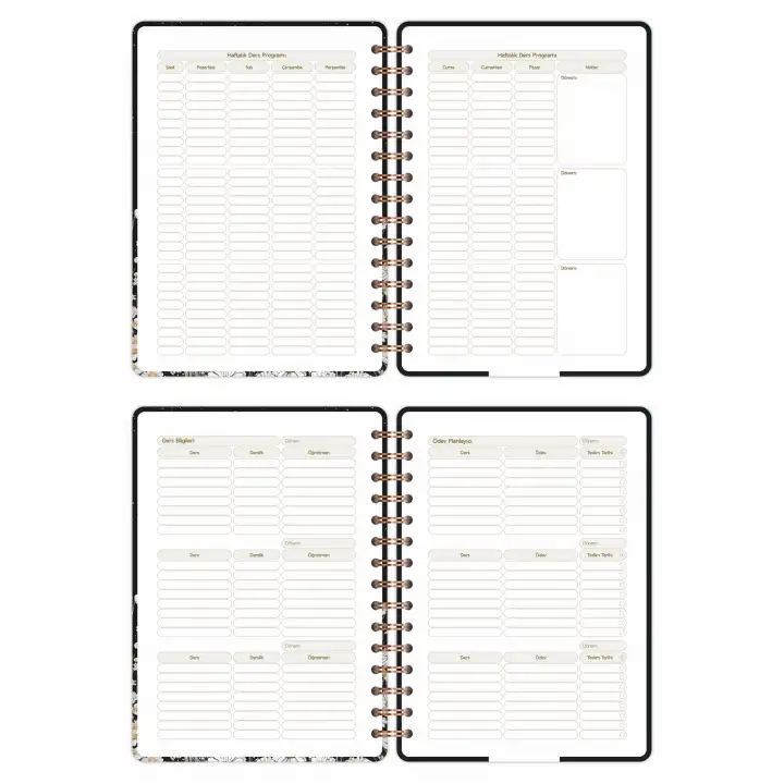 2025-2026 A5 Akademik Ajanda Spiralli Kuşe Kapak 16 Aylık - Yıldızlı Kedi