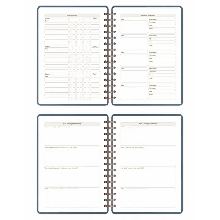 2025-2026 A5 Akademik Ajanda Spiralli Vegan Deri Kapak 16 Aylık - Antrasit