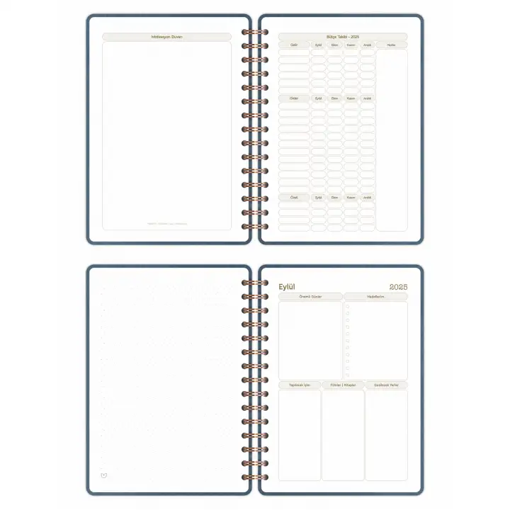 2025-2026 A5 Akademik Ajanda Spiralli Vegan Deri Kapak 16 Aylık - Antrasit