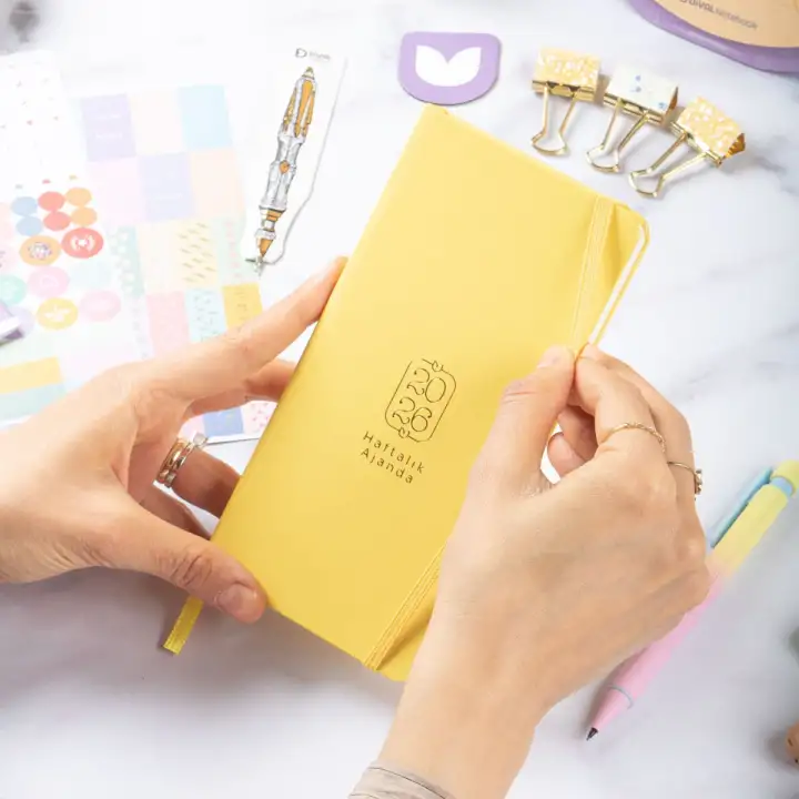 2026 Haftalık Ajanda 9x18 cm Sert Kapak - Sarı