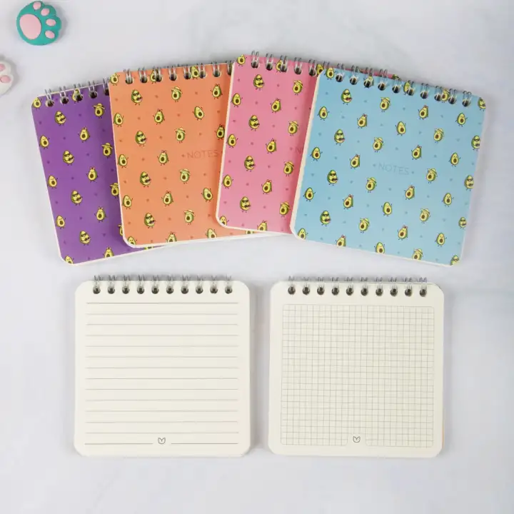 10x10 cm 6lı Karton Kapaklı Spiralli Cep Defteri Bloknot Not Defteri - Avokado