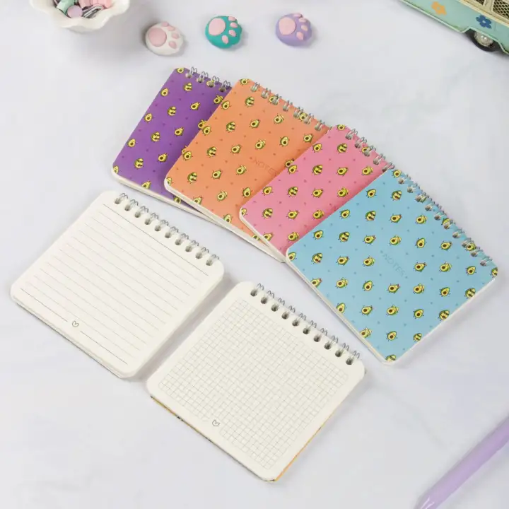 10x10 cm 6lı Karton Kapaklı Spiralli Cep Defteri Bloknot Not Defteri - Avokado