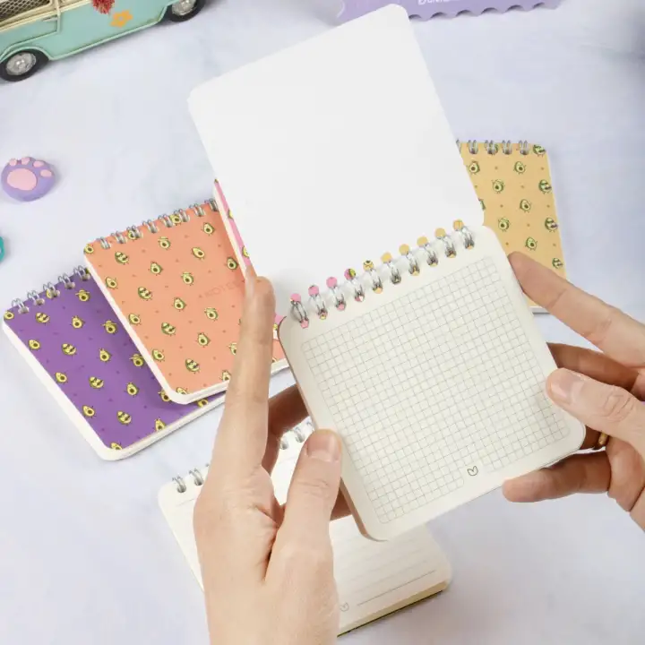 10x10 cm 6lı Karton Kapaklı Spiralli Cep Defteri Bloknot Not Defteri - Avokado