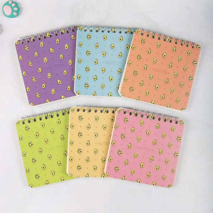 10x10 cm 6lı Karton Kapaklı Spiralli Cep Defteri Bloknot Not Defteri - Avokado