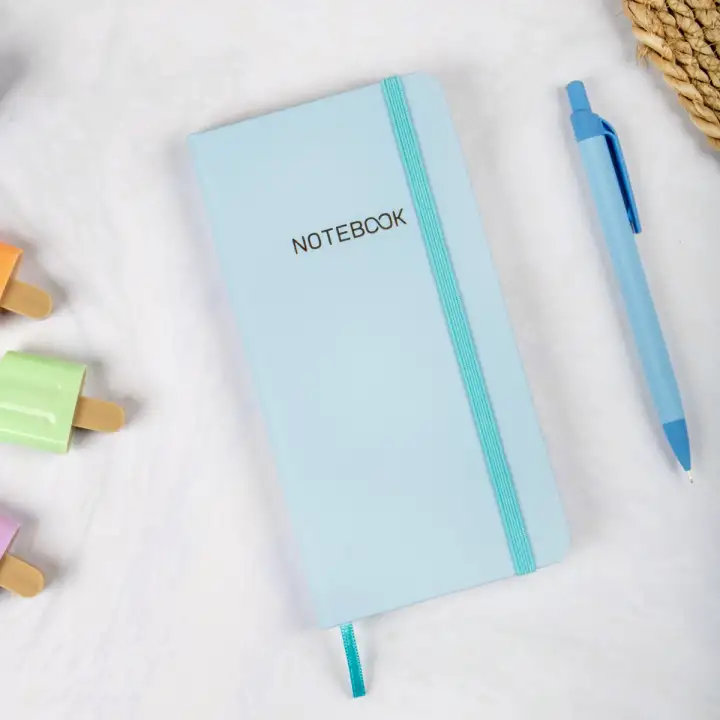 9x18 cm Sert Kapak Kareli Tarihsiz Dikişli Not Okul Defteri - Mavi