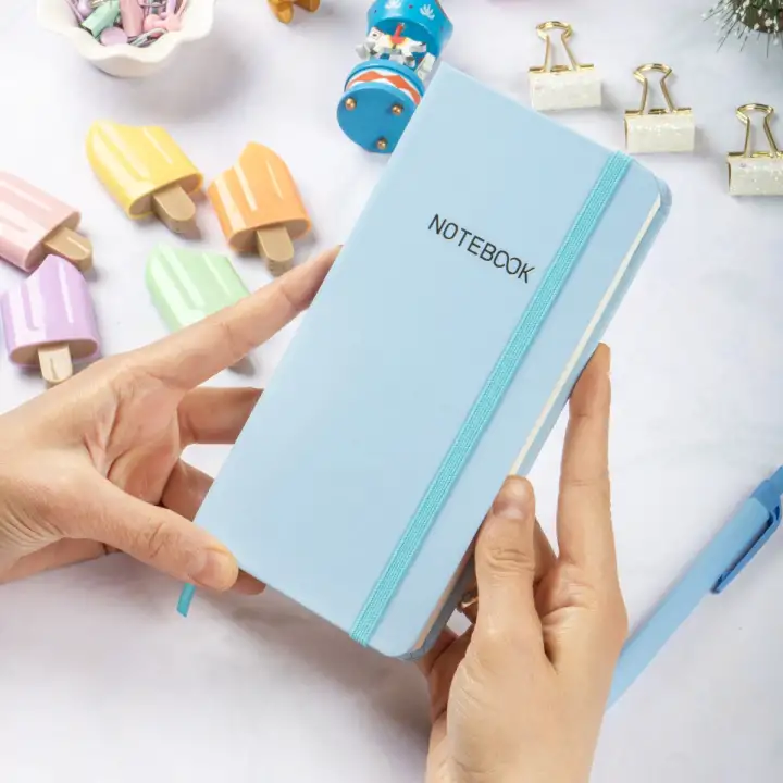 9x18 cm Sert Kapak Kareli Tarihsiz Dikişli Not Okul Defteri - Mavi