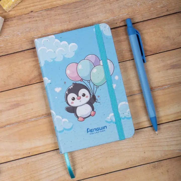 9x14 cm Sert Kapak Çizgili Tarihsiz Dikişli Not Okul Defteri - Penguen 1