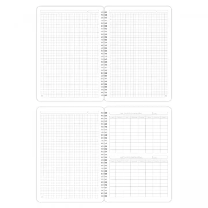 A4 Spiralli Karton Kapak 2’li Set Kareli Ders Programlı Not Okul Defteri - Mistik Serisi Baykuş ve Geyik