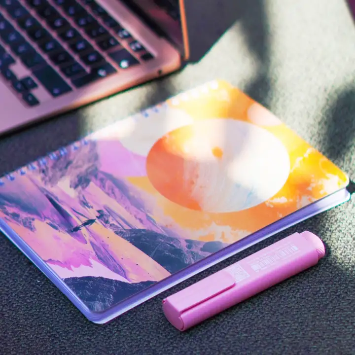 A5 Spiralli Karton Kapak 2li Set Kareli Ders Programlı Not Okul Defteri - Galaksi Serisi Vol. 2