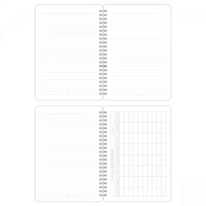 A5 Spiralli Karton Kapak 4lü Set Çizgili Ders Programlı Not Okul Defteri - Van Gogh Serisi