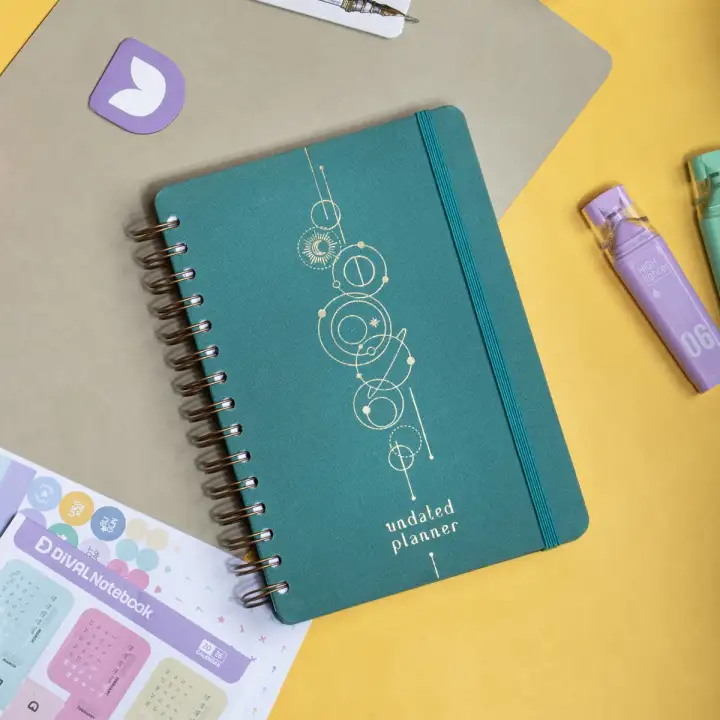 A5 Süresiz Haftalık Planlayıcı Spiralli Kumaş Kapak - Turkuaz