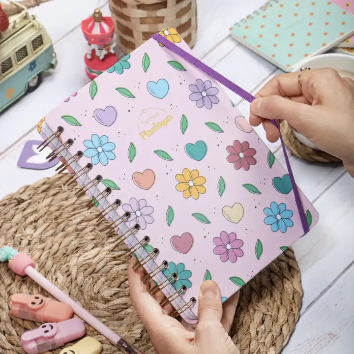 A5 Süresiz Haftalık Planlayıcı Spiralli Kuşe Kapak - Çiçek Bahçesi