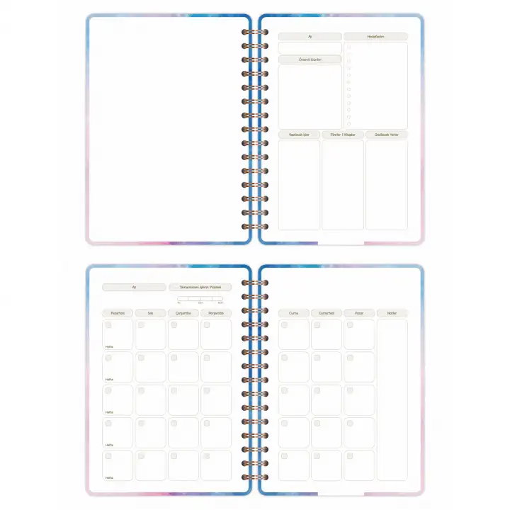 A5 Süresiz Haftalık Planlayıcı Spiralli Kuşe Kapak - Renklerin Dansı