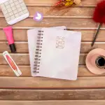 16,5x20 cm Pembe Sert Kapak Noktalı Tarihsiz Spiralli Not Okul Defteri