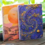 A5 Spiralli Karton Kapak 2li Set Kareli Ders Programlı Not Okul Defteri - Galaksi Serisi Vol. 2