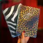 A5 Spiralli Karton Kapak 2li Set Kareli Ders Programlı Not Okul Defteri - Leopar, Zebra