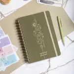 A5 Süresiz Haftalık Planlayıcı Spiralli Kumaş Kapak - Haki