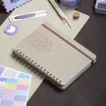 A5 Süresiz Haftalık Planlayıcı Spiralli Vegan Deri Kapak - Krem