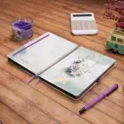 13,5x20 cm Mor Çiçekli Sert Kapak Noktalı Tarihsiz Dikişli Not Okul Defteri