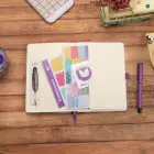 13,5x20 cm Mor Çiçekli Sert Kapak Noktalı Tarihsiz Dikişli Not Okul Defteri