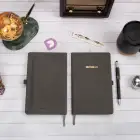 13x21 cm Füme Deri Sert Kapak Noktalı Tarihsiz Dikişli Not Okul Defteri