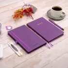 13x21 cm Mor Deri Sert Kapak Noktalı Tarihsiz Dikişli Not Okul Defteri