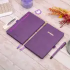 13x21 cm Mor Deri Sert Kapak Noktalı Tarihsiz Dikişli Not Okul Defteri