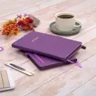 13x21 cm Mor Deri Sert Kapak Noktalı Tarihsiz Dikişli Not Okul Defteri