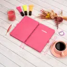 13x21 cm Pembe Deri Sert Kapak Noktalı Tarihsiz Dikişli Not Okul Defteri