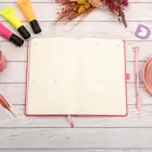 13x21 cm Pembe Deri Sert Kapak Noktalı Tarihsiz Dikişli Not Okul Defteri