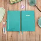 13x21 cm Turkuaz Deri Sert Kapak Noktalı Tarihsiz Dikişli Not Okul Defteri