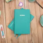 13x21 cm Turkuaz Deri Sert Kapak Noktalı Tarihsiz Dikişli Not Okul Defteri