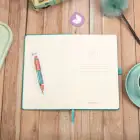 13x21 cm Turkuaz Deri Sert Kapak Noktalı Tarihsiz Dikişli Not Okul Defteri