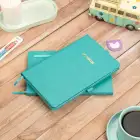 13x21 cm Turkuaz Deri Sert Kapak Noktalı Tarihsiz Dikişli Not Okul Defteri