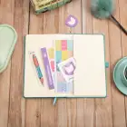 13x21 cm Turkuaz Deri Sert Kapak Noktalı Tarihsiz Dikişli Not Okul Defteri