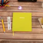 16,5x16,5 cm Fıstık Yeşil Yumuşak Deri Kapak Noktalı Tarihsiz Dikişli Not Okul Defteri