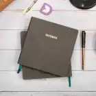 16,5x16,5 cm Füme Yumuşak Deri Kapak Noktalı Tarihsiz Dikişli Not Okul Defteri