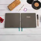 16,5x16,5 cm Füme Yumuşak Deri Kapak Noktalı Tarihsiz Dikişli Not Okul Defteri