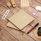 16,5x16,5 cm Krem Yumuşak Deri Kapak Noktalı Tarihsiz Dikişli Not Okul Defteri