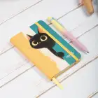 9x14 cm Sert Kapak Çizgili Tarihsiz Dikişli Not Okul Defteri - Meow Kedili 3