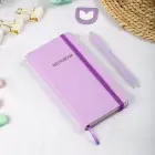 9x18 cm Sert Kapak Kareli Tarihsiz Dikişli Not Okul Defteri - Lila