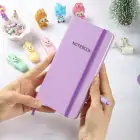 9x18 cm Sert Kapak Kareli Tarihsiz Dikişli Not Okul Defteri - Lila