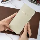 9x18 cm Krem Yumuşak Vegan Deri Kapak Kareli Tarihsiz Not Okul Defteri