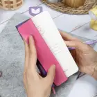 9x18 cm Mor Yumuşak Vegan Deri Kapak Kareli Tarihsiz Not Okul Defteri