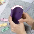 9x18 cm Mor Yumuşak Vegan Deri Kapak Kareli Tarihsiz Not Okul Defteri