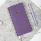 9x18 cm Mor Yumuşak Vegan Deri Kapak Kareli Tarihsiz Not Okul Defteri