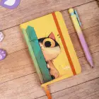 9x14 cm Sert Kapak Çizgili Tarihsiz Dikişli Not Okul Defteri - Meow Kedili 2