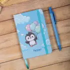 9x14 cm Sert Kapak Çizgili Tarihsiz Dikişli Not Okul Defteri - Penguen 1